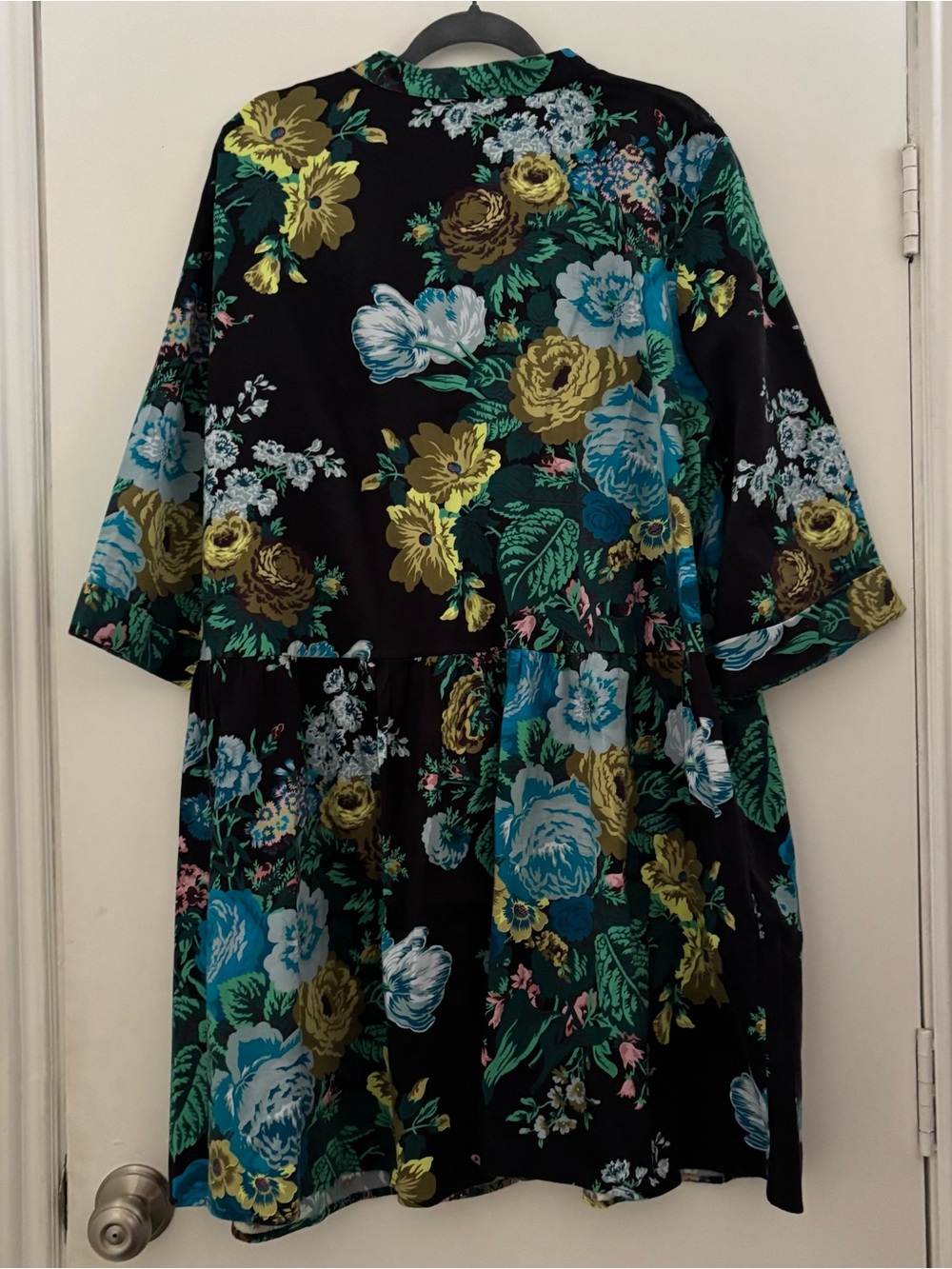 Tuckernuck Sz XXXL Black Verdant Dark Floral Royal Boxy Shirt Dress Button Up - Picture 5 of 10